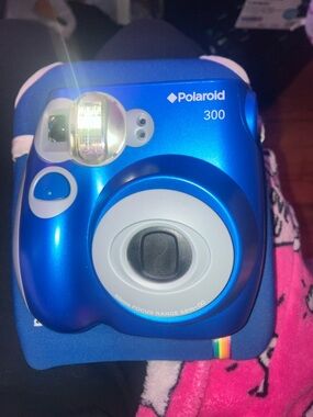 Polaroid 300 Instant Camera - Metallic Blue and White